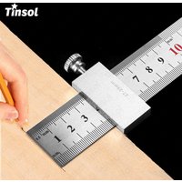 TINSOL New Portable Accurate Positioning Woodworking Tools Carpentry Steel Ruler Positioning Limit Block Measuring Marking Gauge