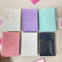 50pcs Colorful Laser heart Card Film Heart-Shaped Glittering Protection for ID Student Game Cards PVC Card Sleeves