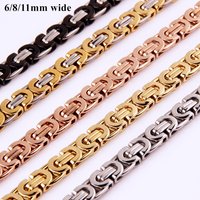 Custom Length 7"-40" 6/8/11mmm Choker Long Necklace Men Male Stainless Steel Flat Byzantine Box Chain Husband Boyfriend Gift
