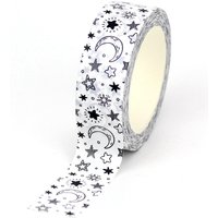 NEW 1PC 10M Decor Cute Black and White Moon and Stars Washi Tapes Scrapbooking Planner Adhesive Masking Tape Papeleria