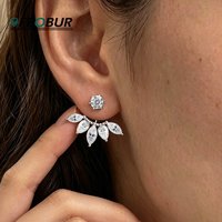 3.2cttw Marquise Pear Cut Full Moissanite Ear Jacket for Women 925 Sterling Silver Drop Earring Lab Diamond Wedding Jewelry Gift