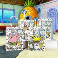 Kawaii 12Pcs New Spongebob Gift Bag Ocean Animation Themed Handbag Boy Birthday Gift Souvenir Packing Bag Christmas Gift
