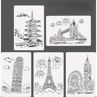 1pc Sailboat Tower Drawing Template Stencil Painting Embossing Scrapbooking DIY Album Decorative Art Craft Templates