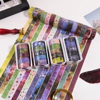 5 Rolls/Box Romantic Star Moon Universe Pattern Washi Tape, Hot Stamping/Silvery Stamping Scrapbook Supplies Washi Tape
