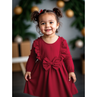 Christmas 5 Color Dresses Long Sleeved Princess Dress with Bow+Headband for Baby Girls 1-18 Months New Year Holiday Costume