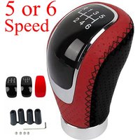 5 or 6 Speed Leather Red Gear Knob Car Gear Shift Knob Shifter Knob Gear Stick Shift Knob Lever Manual Transmission