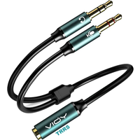 Headphone Splitter for Computer Jack 3.5mm Female TRRS To 2 Male TRS Audio Adapter Cables for Gaming Headset PC Phone Laptop Etc