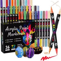 72Colors Dual Tip Acrylic Paint Pens Markers, 36Pack Art Markers Set Drawing Markers for DIY Crafts Making Art Supplies
