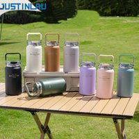 JUSTINLAU 1PC 1200/1500ML Large Capacity Stainless Steel Dual Purpose Insulated Cup Handheld Outdoor Travel Sports Water Bottle