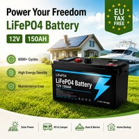 LiFePO4 Lithium-Eisenphosphat-Batterie 12V 150Ah, eingebauter USB-Anschluss, wiederaufladbare Batterie für Solarsysteme, Bootsfischen, Outdoor-Camping, netzunabhängige Stromversorgung