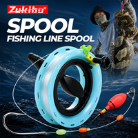 ZUKIBO Fishing Line Spool Portable Line Reel Rigged Fishing Line with Float Hook Set Sea Fishing Tackle Accessory