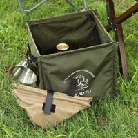 27L Foldable Camping Trash Can 600D Oxford Cloth Portable Outdoor Storage Bin with Carry Handles Design for Picnic Hiking