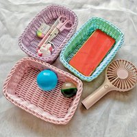 Striped Woven Storage Basket, Multifunctional Desktop Organizer, Ideal for Office Desk, Bedroom Table Small Items Storage