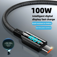 Fashion igital Display Screen USB To Type C Fast Charging Data Cable 100W PD Data Cord Dual Type C Data Cable PD Charge Cable