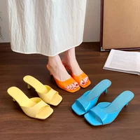 Women High Heel Sandals 2026 Summer New Fashion Square Toe Open Toe Women Elegant Casual Comfortable Black High Heel Sandales