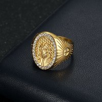 Stainless Steel Titanium Hip Hop Bling Christian God Jesus Luxury Ring for Men Women Couple Boyfriend Gift Fashion Jewel