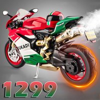 1:9 Scale 1299 V4S Miniature Motorbike Toy Models Alloy Diecast Sound Light Shock Absorption Ornament Motorcycles for Kids Gifts