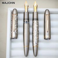 MAJOHN Ti-P141 Titanium Alloy Piston Fountain Pen Metal Hammer Pattern Version Fountain Pen School Office Supplies Stationery