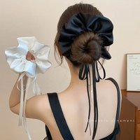 1pc Large intestine headband, creamy white ribbon, bow, drawstring, satin headband, large intestine headband