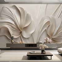 Custom Wallpaper Light Luxury 3D Morandi Relief Flowers Murals Living Room TV Sofa Bedroom Decor Wall Painting Papel De Parede