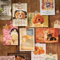 1box/30pcs Cute Pet Theme Postcards, Adorable Animal Design DIY Handmade Album Scrapbooking Decorative Paper Supplies