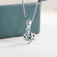 925 Sterling Silver Necklace Six Claw Pendant for Women 2ct Imitation Diamond Luxury Wedding Engagement Jewelry Party Gifts
