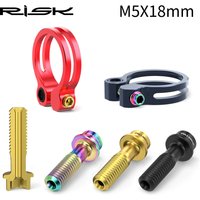 RISK 2pcs M5*18 mm Titanium Fixing Bolts for MTB Bicycle Bike Steering Stem Handlebar TC4 Fixed Bicycle Seat Clamp Screw M5x18mm