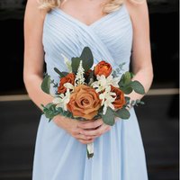 Fall Wedding Bouquets for Bridesmaids Burnt Orange Sage Artificial Bridesmaid Bouquet for Wedding Prom Party Small Flower Bouque
