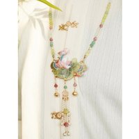 Original Ancient Clothing Wreath with Long Back Cloud Fresh All-match Double-sided Embroidery Lotus Horse Skirt Chinese Necklace