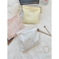 New Candy Color Makeup Bag Bowknot Multifunctional Cosmetic Pouch Large Capacity Stationery Bag Travel