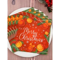 20pcs 33cm 2Layer Christmas Bell Printed Napkins Party Atmosphere Paper Disposable Meal Mat DIY Decoupage Paper