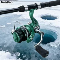 Huidiao Ultralight Ice Fishing Reel 500/800 Series 5.2:1 Zero Play 3+1BB Mini Spinning Reel Metal Spool&Handle for Panfish Trout