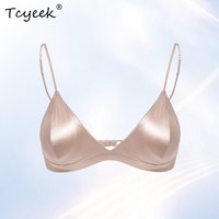 Tcyeek 93% Silk None Steel Ring Bra, Women Sexy Silky Satin, Triangle Cup Underwear Briefs Set, 2024 Summer New S43994QM