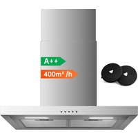 TopStrong 60cm T-Shape Wall Mounted Cooker Hood, 400m³/h, A++ Energy, 3-Speed, LED, Ducted/Ductless, Stainless Steel