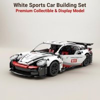 White Technic Sports Car Building Blocks Set, Construction Toys, Educational Assembled Model, Collectible Home Decoration & Gift