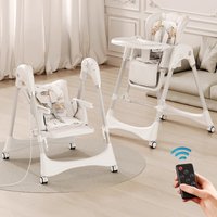 Baby Chair Electric Rocker 4-Wheel Multi-Infant Feeding Seat Adjustable Height with Safety Belt Comfortable Reclineโ