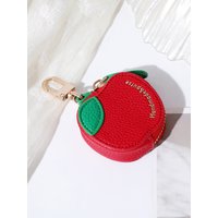 Ultra-Portable Apple Mini Coin Purse Keychain - Compact Pouch for Coins Earbuds Lipstick