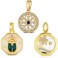 Hot 925 Sterling Silver Charms Summer Insect Resin Pendant Golden Jewelry For Bracelet DIY Women's Jewelry Making Gifts