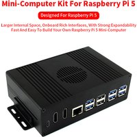 Raspberry Pi 5 All-In-One Mini-Computer Kit PCIe to 4-Ch USB3.2 Gen1 Ports Module BOX Aluminum Alloy Case for RPi 5