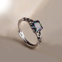 925 Sterling Silver Rings For Women Simple Vintage Handmade Adjustable Green Small Stone Ring Fashion Band Female Bijoux Gift