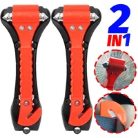 2-in-1 Car Safety Hammer with Built-in Blade Heavy-Duty Carbon Steel Emergency Window Breaker Seatbelt Cutter for Car Truck Bus