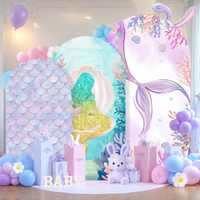 Mermaid Theme Birthday Arch Cover Photography Backdrops Jellyfish Shell Coral Girls Birthday Party Portrait Decor Backgrounds