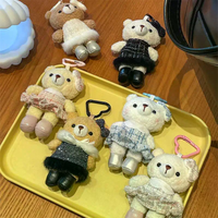 Cute Cartoon Little Bear Plush Keychain Kawaii Soft Stuffed Doll Keyring Pendant Bag Hanging Decoration Couple Key Holder Gifts
