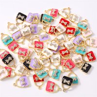 10pcs 16x23mm Cute Colorful Enamel Bag Charms Pendants for Drop Earrings Necklaces Bracelets DIY Handmade Crafts Jewelry Making