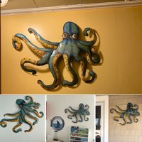 1pc Metal Dark Green Octopus Wall Decorations, Wall Hanging Silhouettes, Living Room Dining Room Table Decorations
