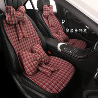 Fashion Universal Linen Cotton Car Seat Cover Four Season Breathable Anti-Slip Cover Cushion SUV Car Seat Protection with Pillow