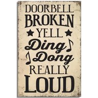 Metal Tin Signs Vintage Funny Doorbell Broken Yell Ding Dong Really Loud Funny Welcome Creative Funny Vintage Sign Decoration Ho