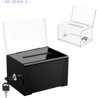 【ZYAA-1】Plastic Container With Lock And Sign Holder Suggestion Box Acrylic Solid Ballot Box Durable Tip Jar Voting