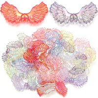 5pcs/lot AB Color Angel Wings Acrylic Beads Vertical Hole Loose Spacer Beads For DIY Girls Women Necklace Bracelet Keychain