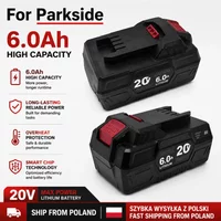 Dostępne w magazynie w UE: akumulator litowy 20V do wiertarki elektrycznej Parkside, modele PAP B1, B3, A3, PAP208, A1, pojemność 4,0 Ah i 6,0 Ah – zamiennik dla narzędzi elektrycznych.